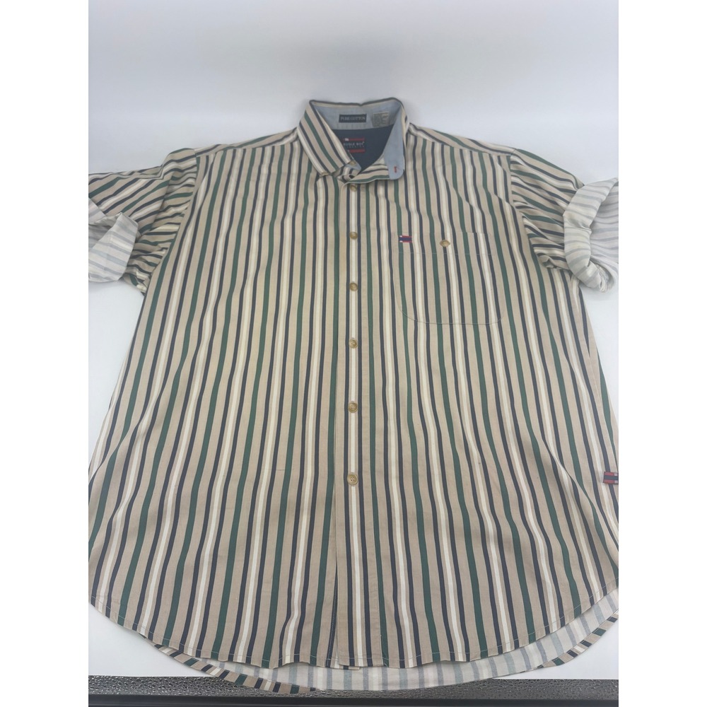 Bugle Boy Classics Mens Striped Short Sleeve Button Down Shirt Size‎ M Cotton